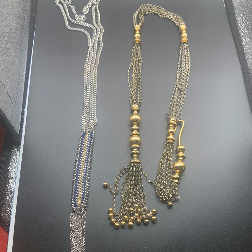 2ct Stella Dot Gold Tone Tassel Tessa Fringe Necklace Lariat Silver Tone B 20$